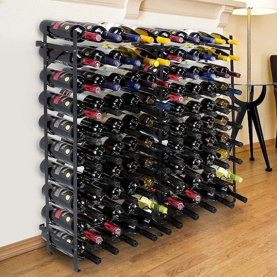 Sorbus Black 100-Bottle Freestanding Metal Wine Rack